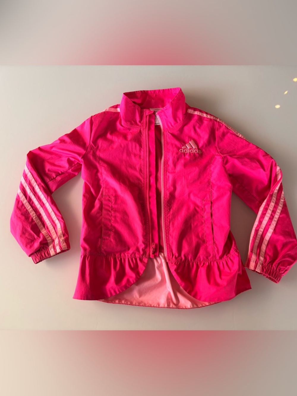 Adidas Girls' Fuscia Pink Zip-Up Windbreaker